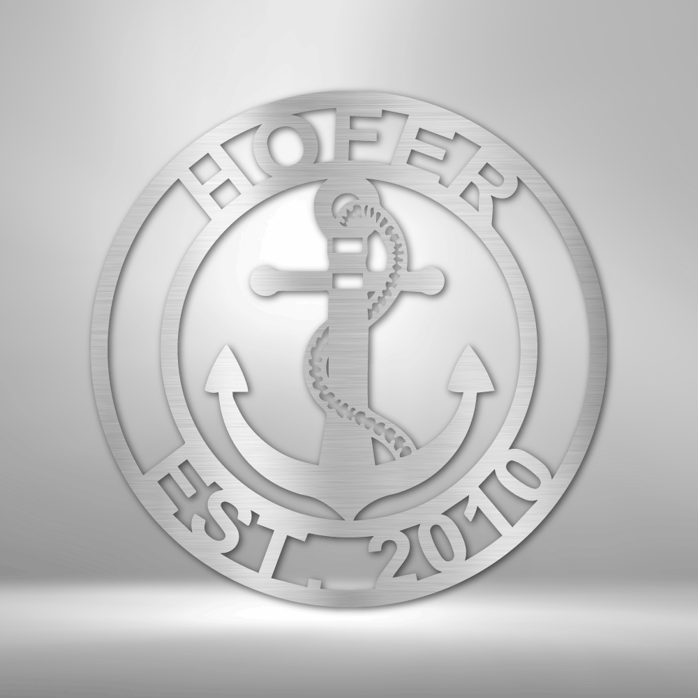 Anchor Family Name Personalized - Steel Sign - Throttle Society